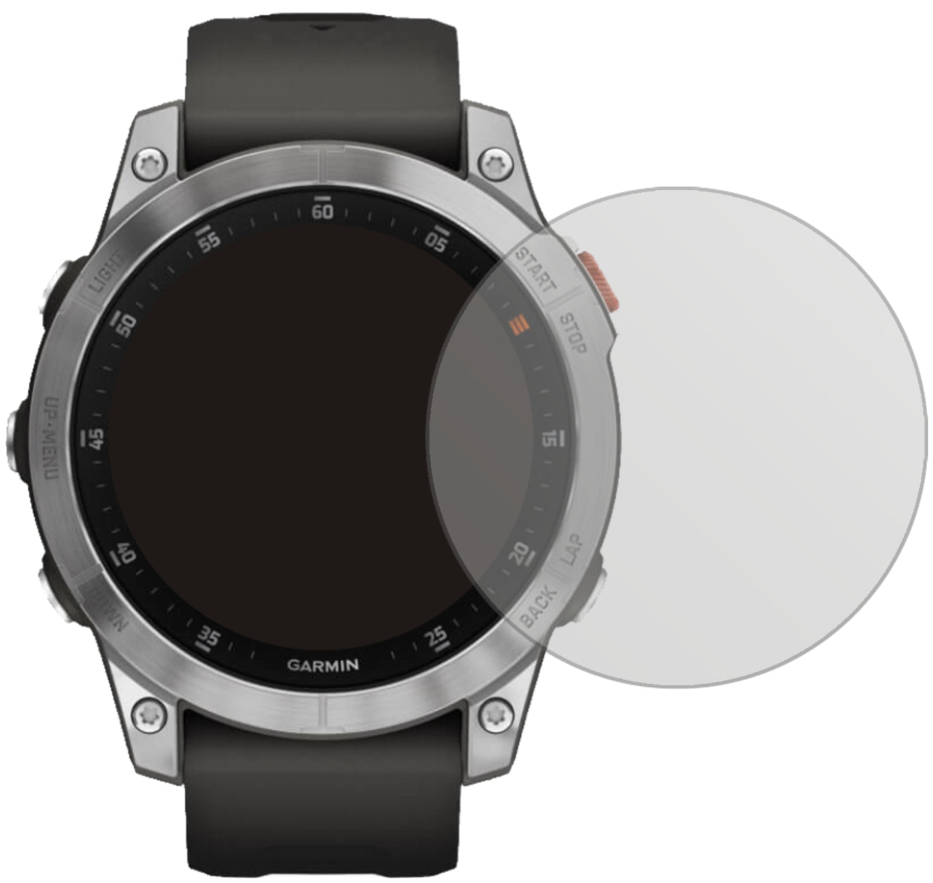 GarminEpix Gen 2 mit aufgebrachter dipos Displayschutzfolie, die lästige Fingerabdrücke minimiert