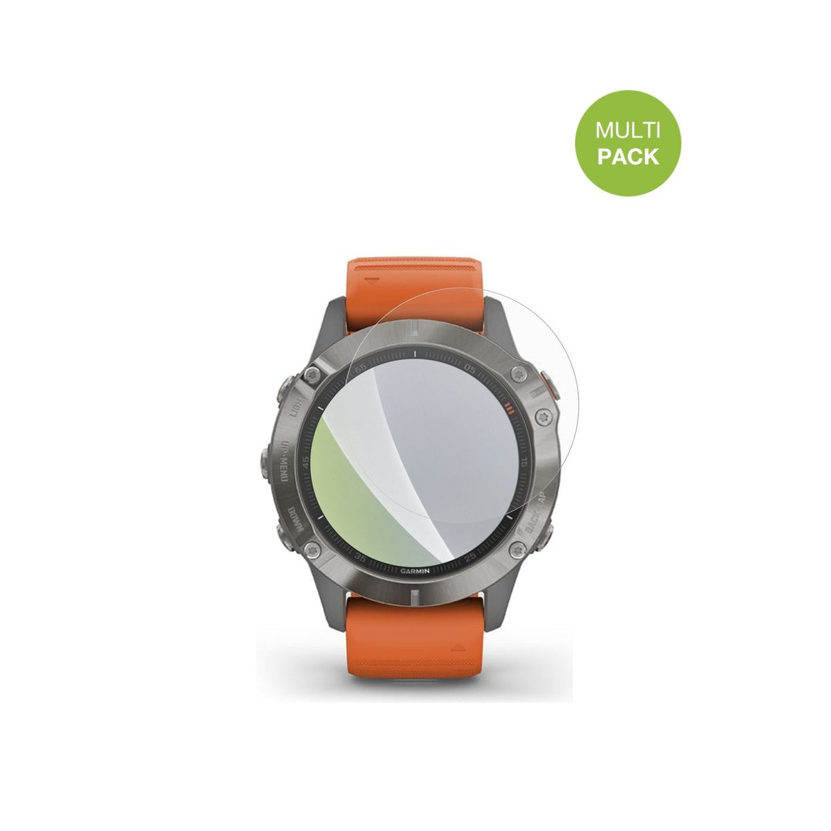 GarminFenix 6 mit aufgebrachter dipos Displayschutzfolie, die lästige Fingerabdrücke minimiert