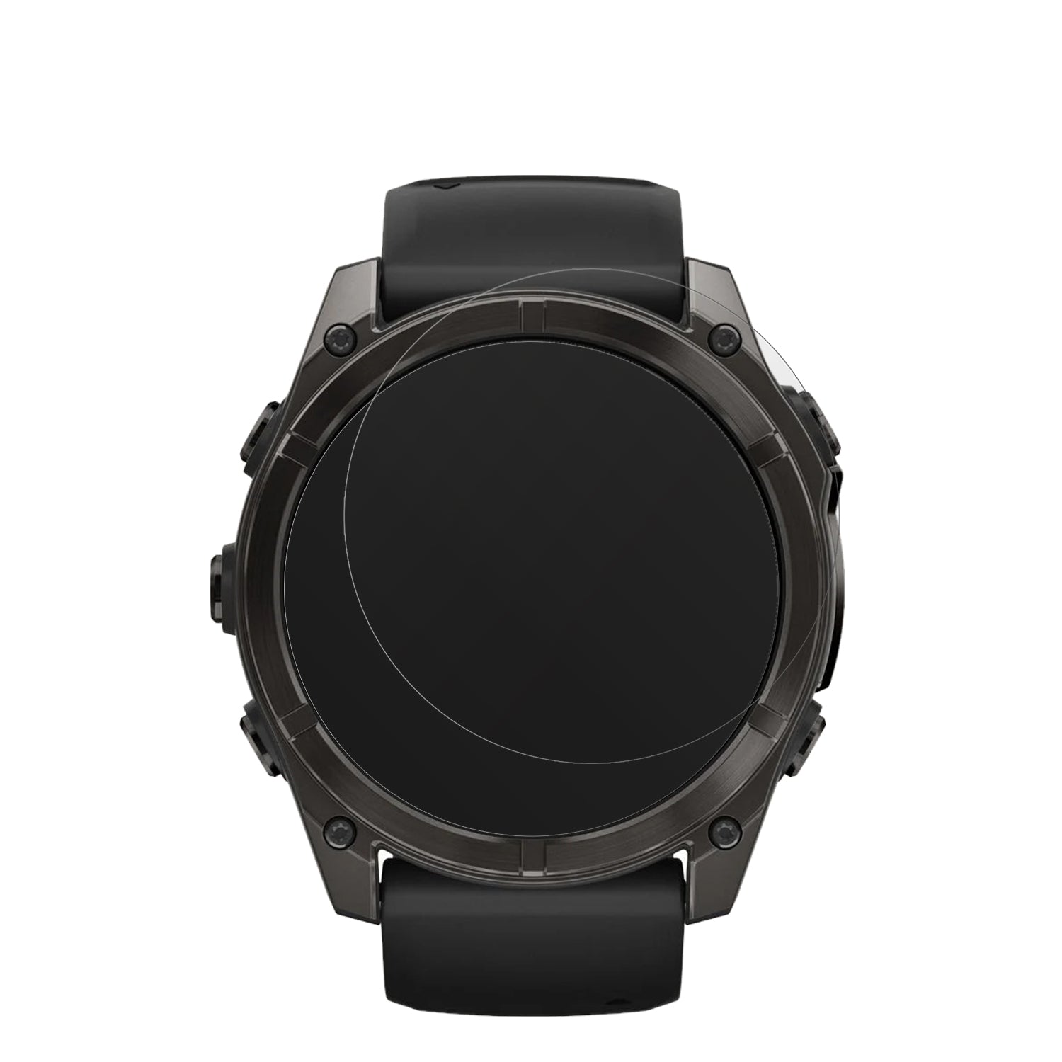 GarminFenix 7x Pro 51mm mit aufgebrachter dipos Displayschutzfolie, die lästige Fingerabdrücke minimiert