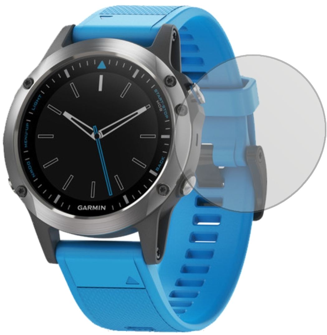 Garminquatix 5 Pro mit aufgebrachter dipos Displayschutzfolie, die lästige Fingerabdrücke minimiert