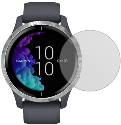 GarminVenu (43mm) mit aufgebrachter dipos Displayschutzfolie, die lästige Fingerabdrücke minimiert