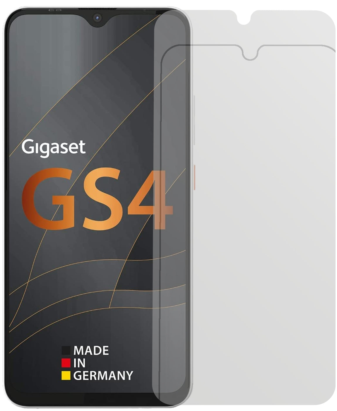 GigasetGS4 mit aufgebrachter dipos Displayschutzfolie, die lästige Fingerabdrücke minimiert