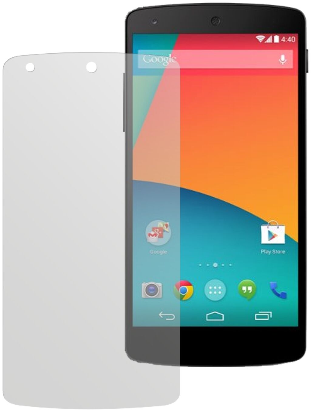 Google Nexus 5LG mit aufgebrachter dipos Displayschutzfolie, die lästige Fingerabdrücke minimiert