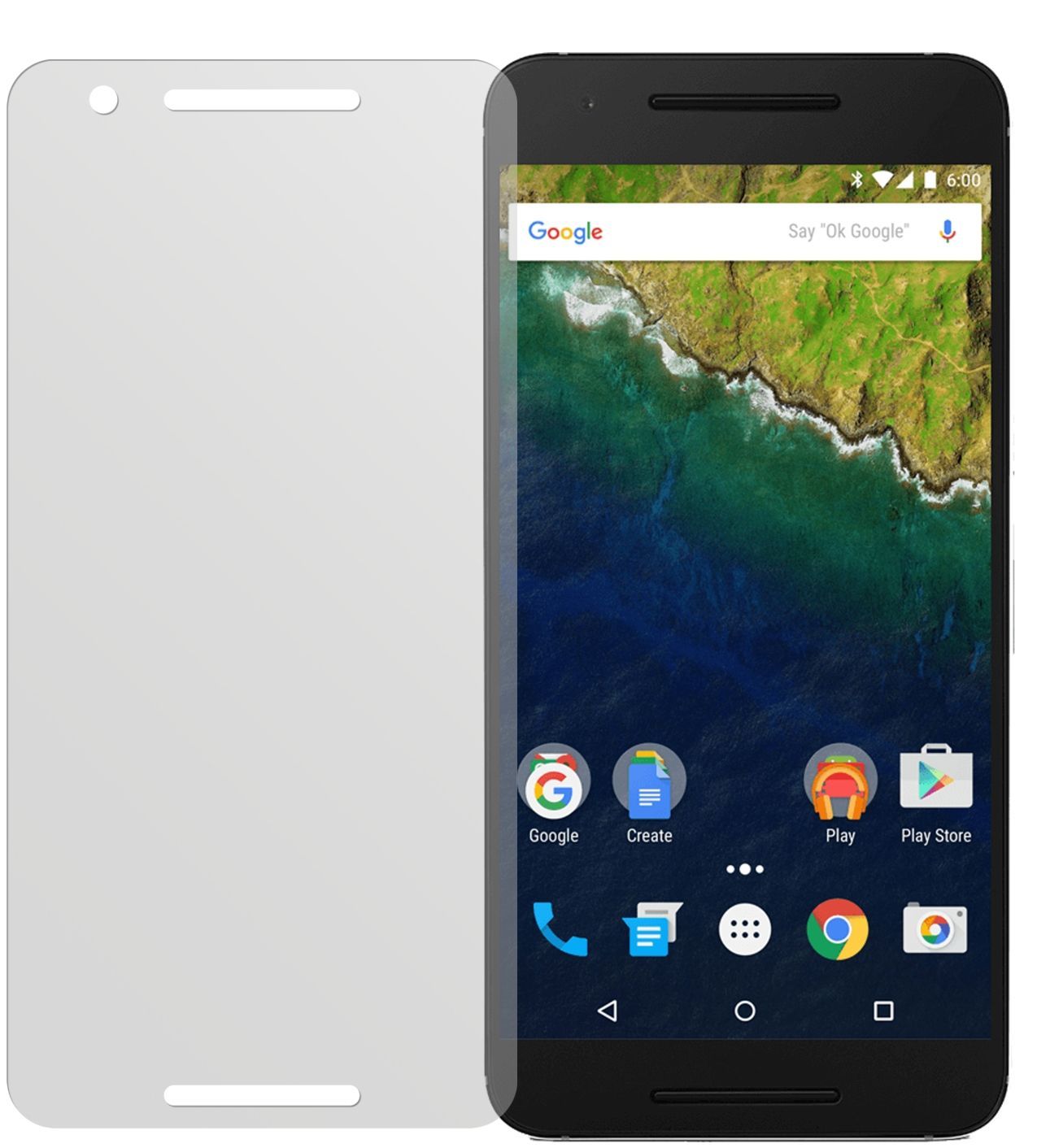 Google Nexus 6PHuawei mit aufgebrachter dipos Displayschutzfolie, die lästige Fingerabdrücke minimiert