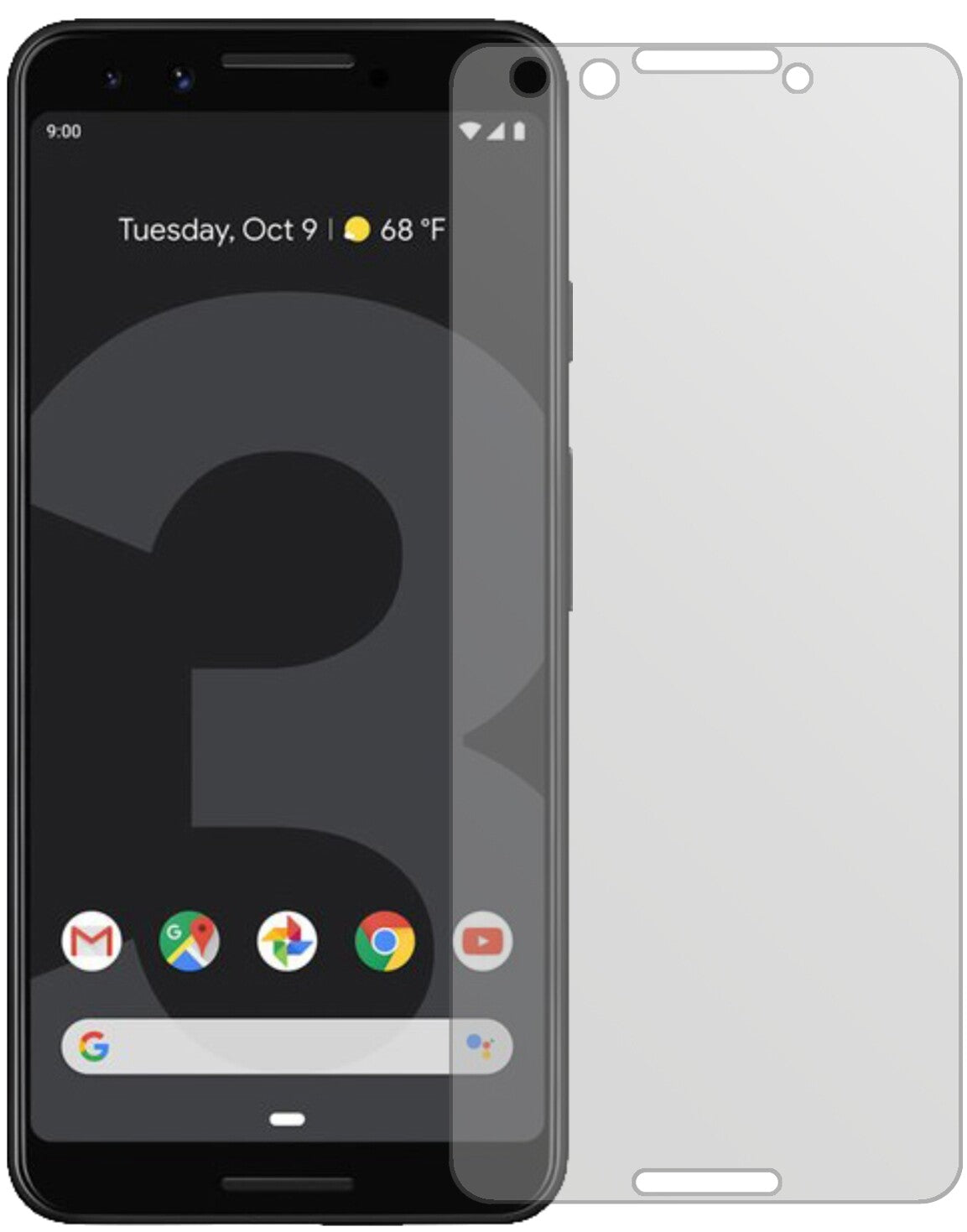 GooglePixel 3 mit aufgebrachter dipos Displayschutzfolie, die lästige Fingerabdrücke minimiert