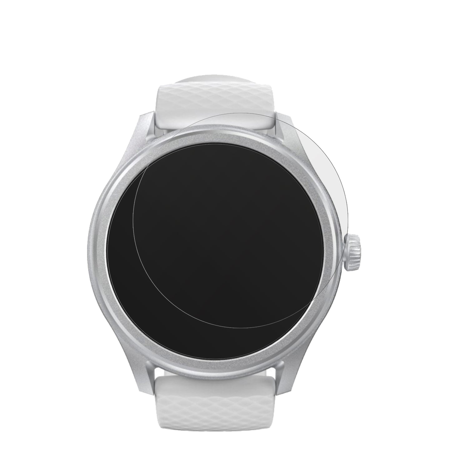Hama5010 Smartwatch mit aufgebrachter dipos Displayschutzfolie, die lästige Fingerabdrücke minimiert