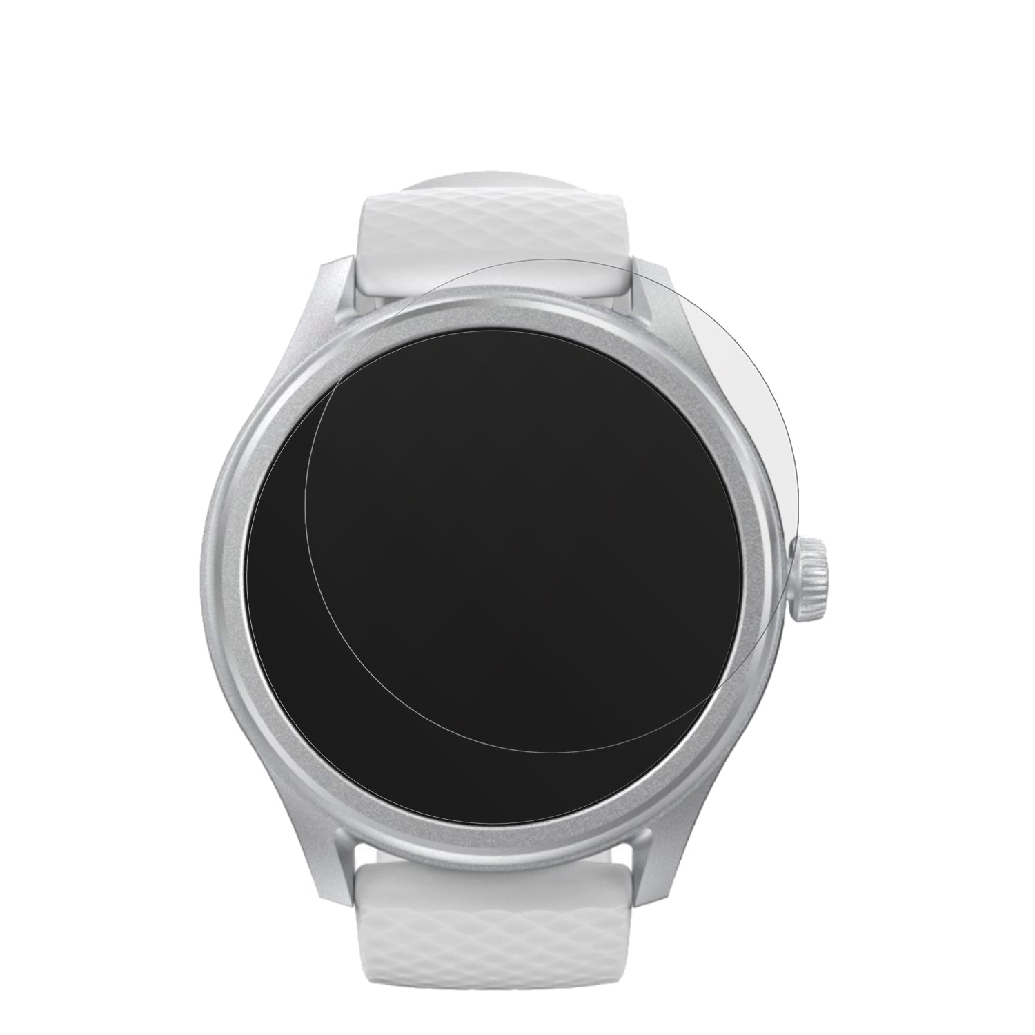 Hama5010 Smartwatch mit aufgebrachter dipos Displayschutzfolie, die lästige Fingerabdrücke minimiert