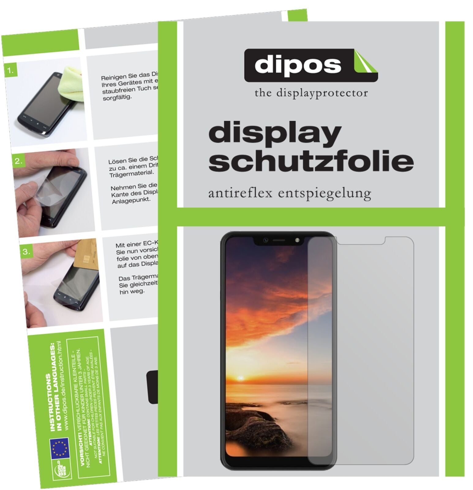 HisenseH18 mit aufgebrachter dipos Displayschutzfolie, die lästige Fingerabdrücke minimiert