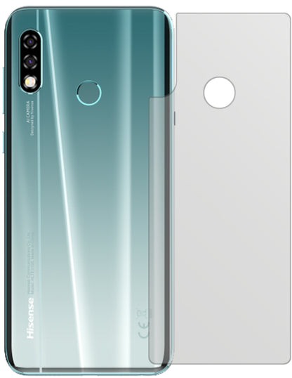 HisenseInfinity H30 Rückseite mit aufgebrachter dipos Displayschutzfolie, die lästige Fingerabdrücke minimiert