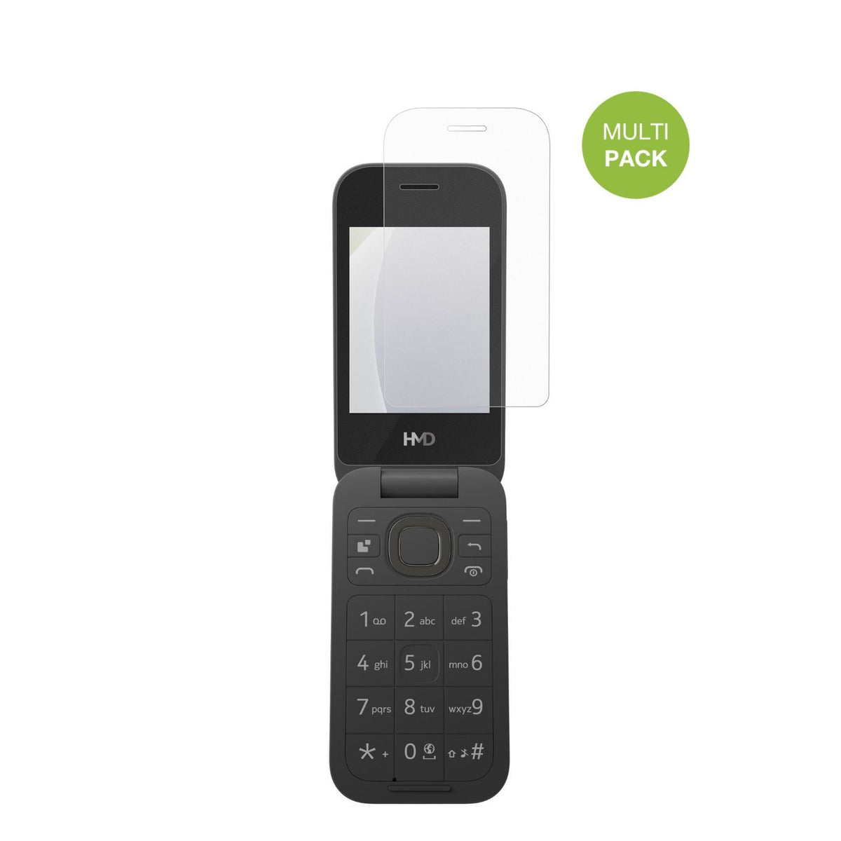 HMD2660 Flip 4G mit aufgebrachter dipos Displayschutzfolie, die lästige Fingerabdrücke minimiert