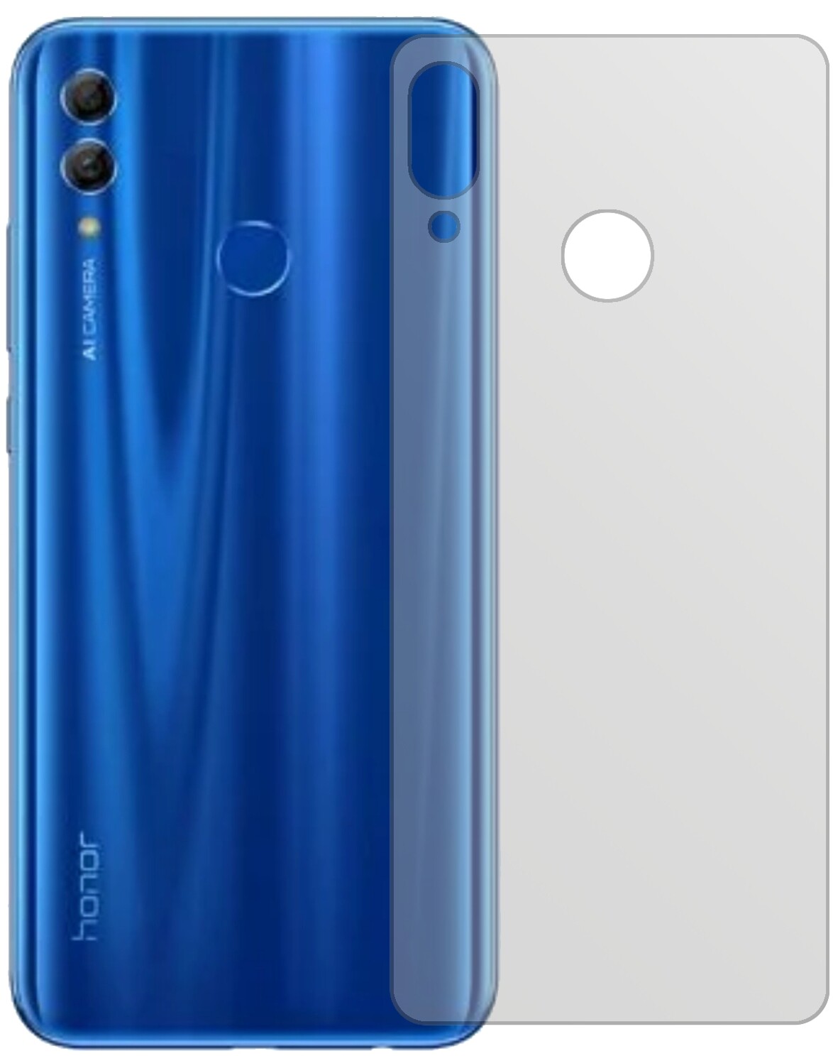 Honor10 Lite Rückseite mit aufgebrachter dipos Displayschutzfolie, die lästige Fingerabdrücke minimiert