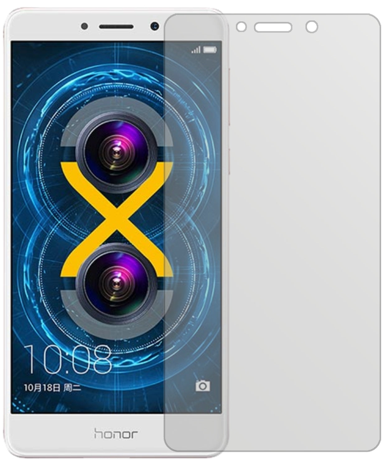 Honor6X mit aufgebrachter dipos Displayschutzfolie, die lästige Fingerabdrücke minimiert