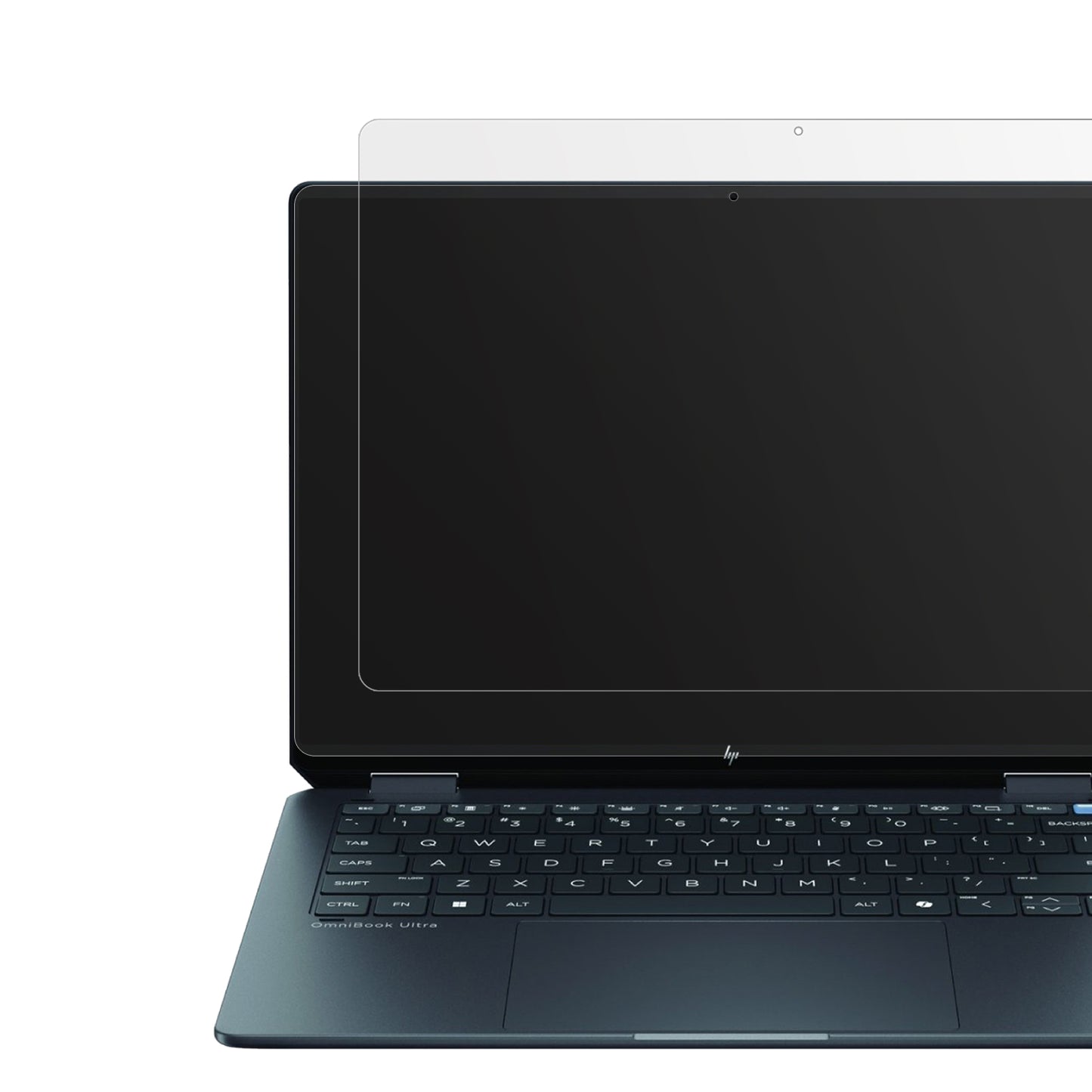 HPOmniBook Ultra Flip 14 mit aufgebrachter dipos Displayschutzfolie, die lästige Fingerabdrücke minimiert