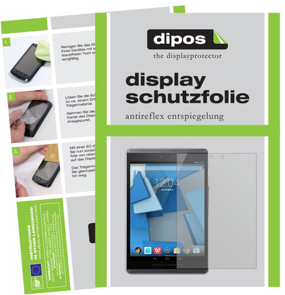 HPPro Slate 8 mit aufgebrachter dipos Displayschutzfolie, die lästige Fingerabdrücke minimiert
