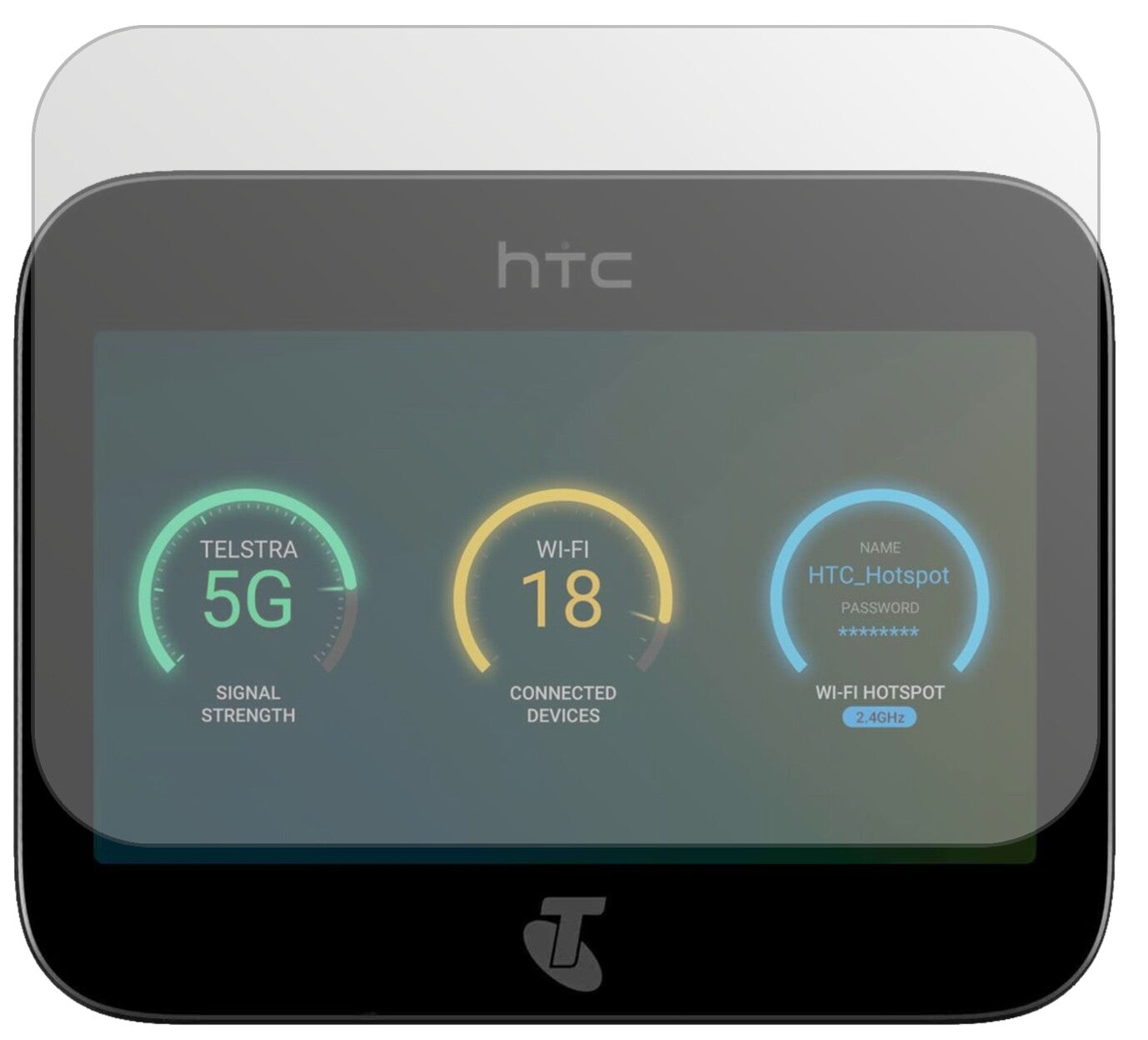 HTC5G Hub mit aufgebrachter dipos Displayschutzfolie, die lästige Fingerabdrücke minimiert