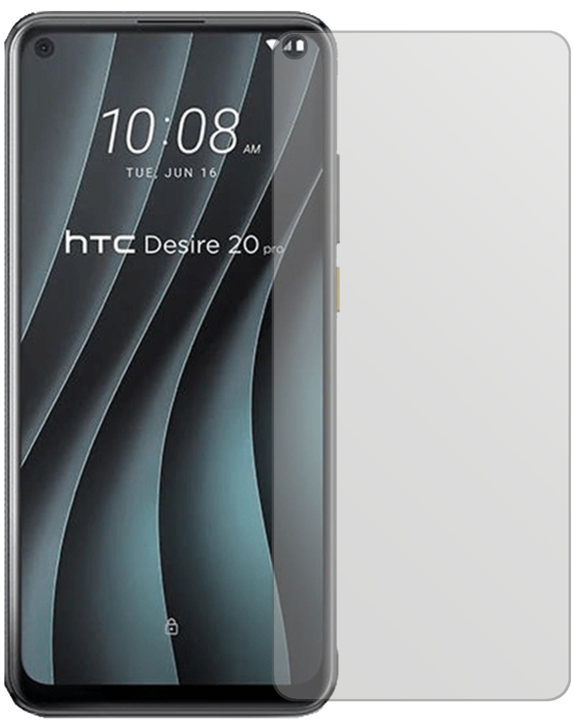 HTCDesire 20 Pro mit aufgebrachter dipos Displayschutzfolie, die lästige Fingerabdrücke minimiert