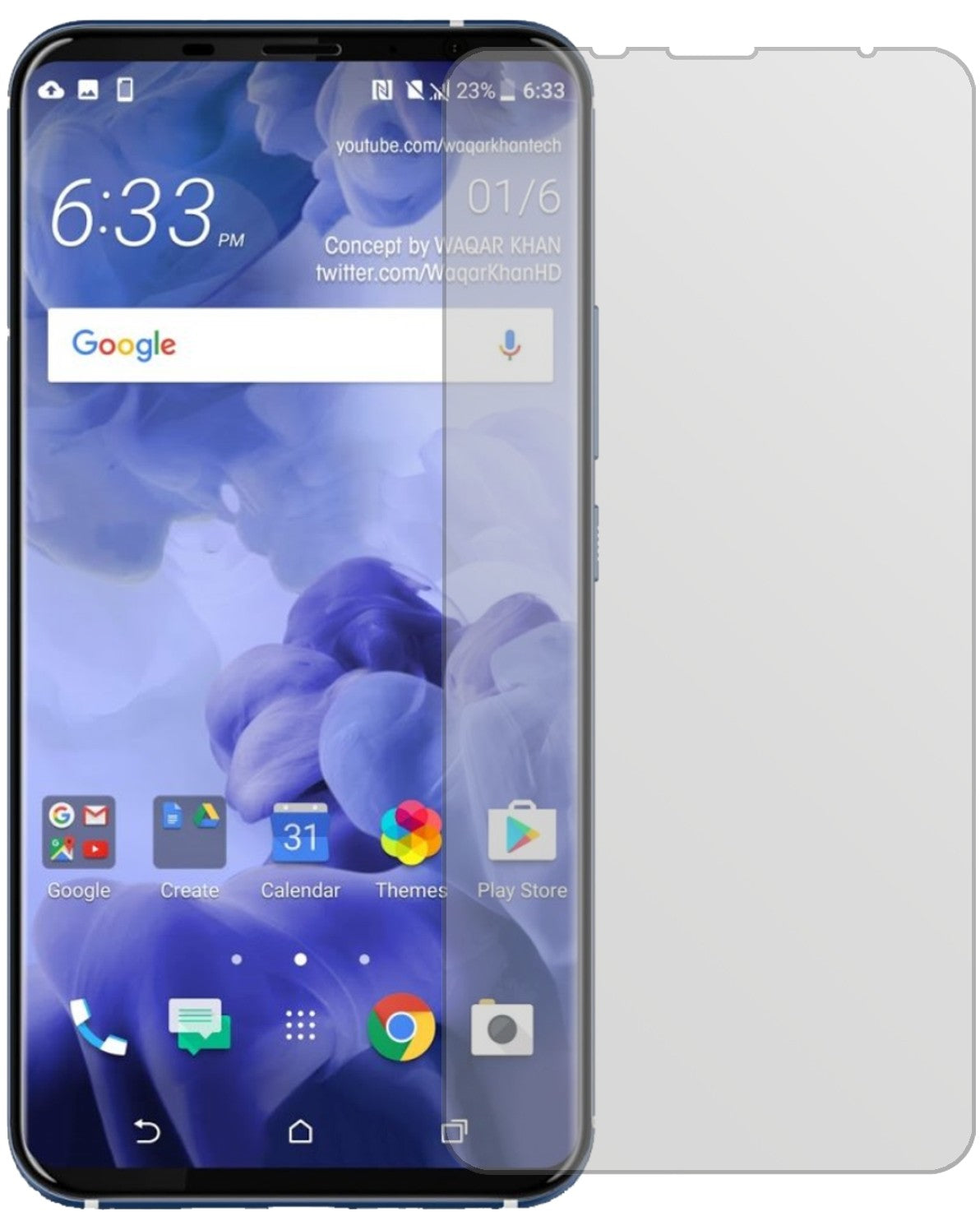 HTCU11 Plus mit aufgebrachter dipos Displayschutzfolie, die lästige Fingerabdrücke minimiert