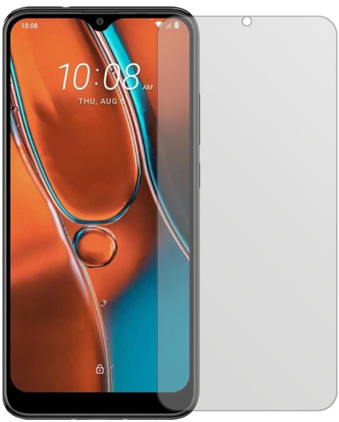 HTCWildfire E2 mit aufgebrachter dipos Displayschutzfolie, die lästige Fingerabdrücke minimiert