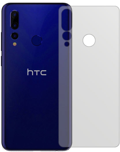 HTCWildfire X Rückseite mit aufgebrachter dipos Displayschutzfolie, die lästige Fingerabdrücke minimiert