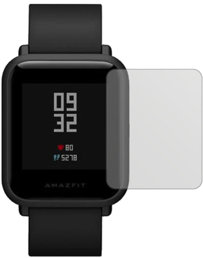 HuamiAmazfit Bip mit aufgebrachter dipos Displayschutzfolie, die lästige Fingerabdrücke minimiert