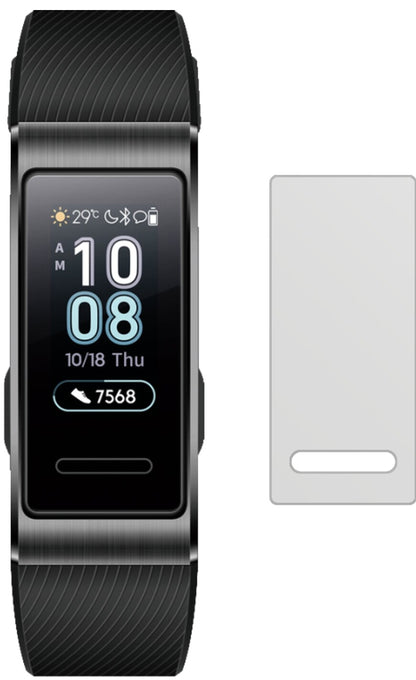 HuaweiBand 3 Pro mit aufgebrachter dipos Displayschutzfolie, die lästige Fingerabdrücke minimiert