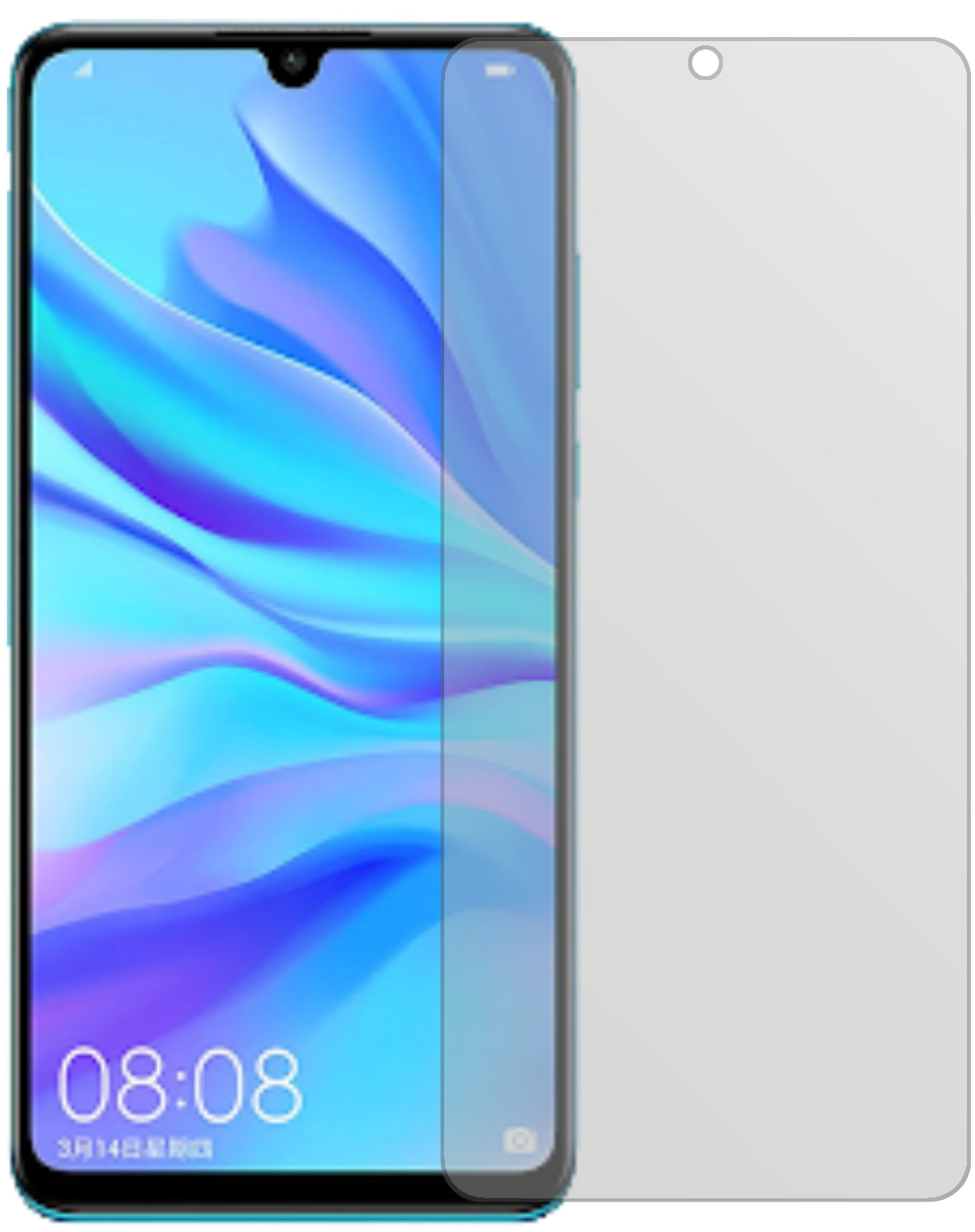 HuaweiP30 Lite New Edition mit aufgebrachter dipos Displayschutzfolie, die lästige Fingerabdrücke minimiert