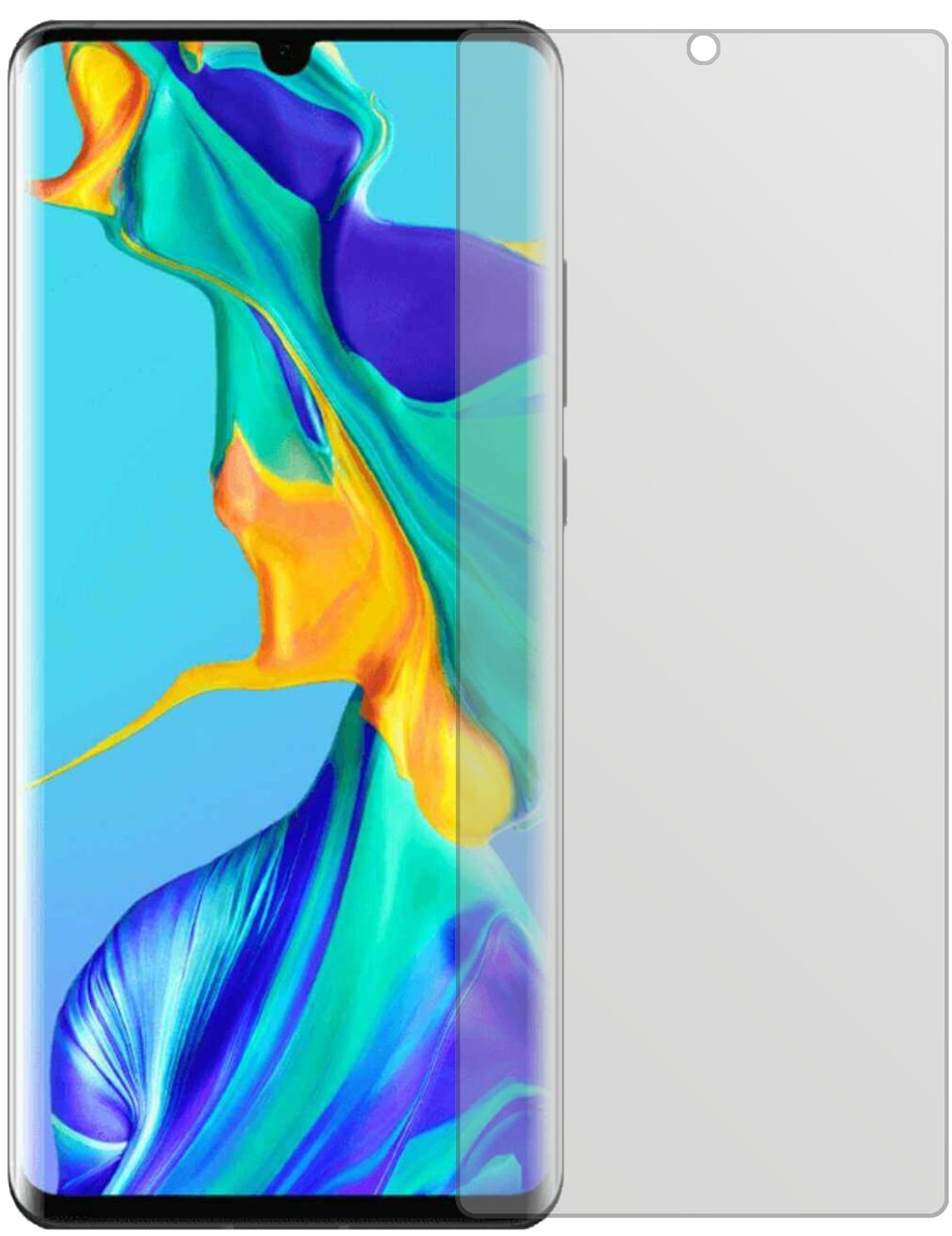 HuaweiP30 Pro New Edition mit aufgebrachter dipos Displayschutzfolie, die lästige Fingerabdrücke minimiert