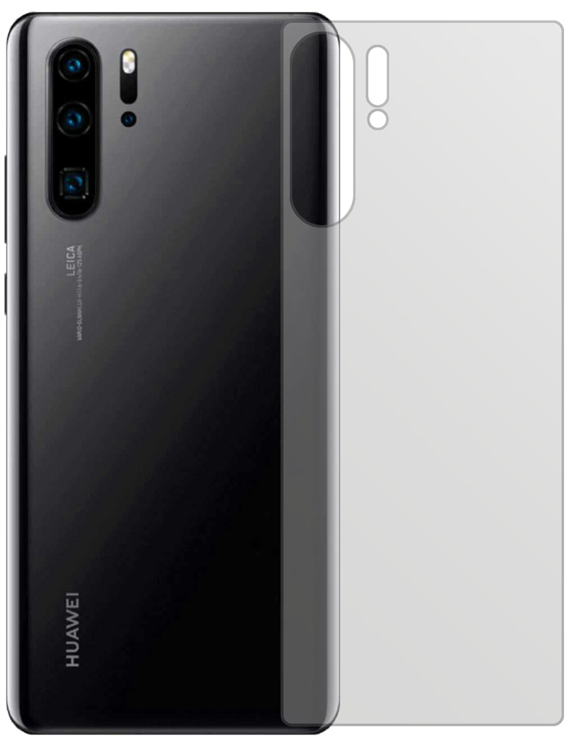 HuaweiP30 Pro New Edition Rückseite mit aufgebrachter dipos Displayschutzfolie, die lästige Fingerabdrücke minimiert