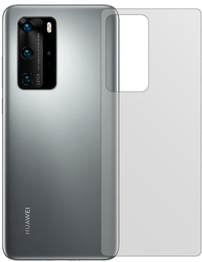 HuaweiP40 Rückseite mit aufgebrachter dipos Displayschutzfolie, die lästige Fingerabdrücke minimiert