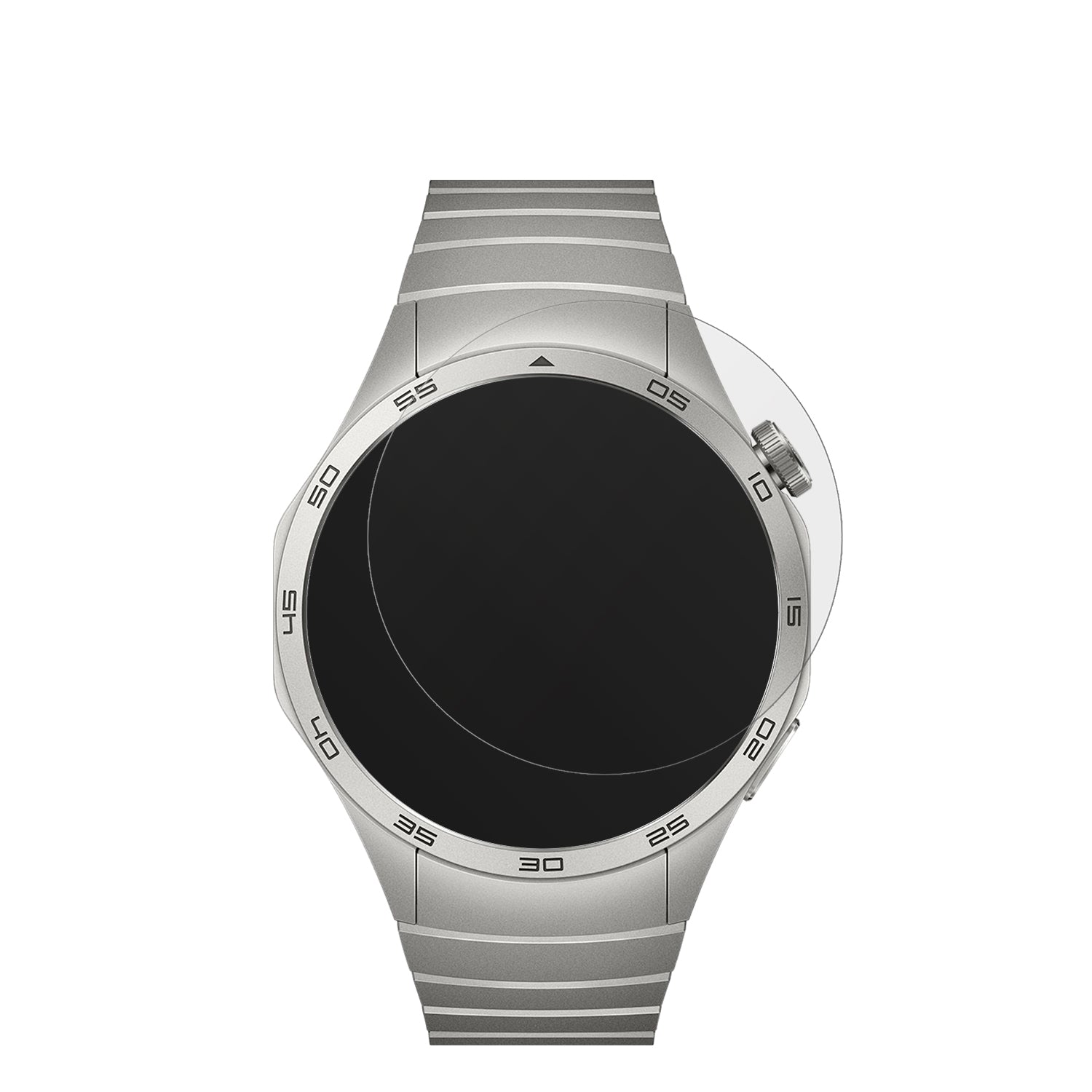 HuaweiWatch GT4 46mm mit aufgebrachter dipos Displayschutzfolie, die lästige Fingerabdrücke minimiert