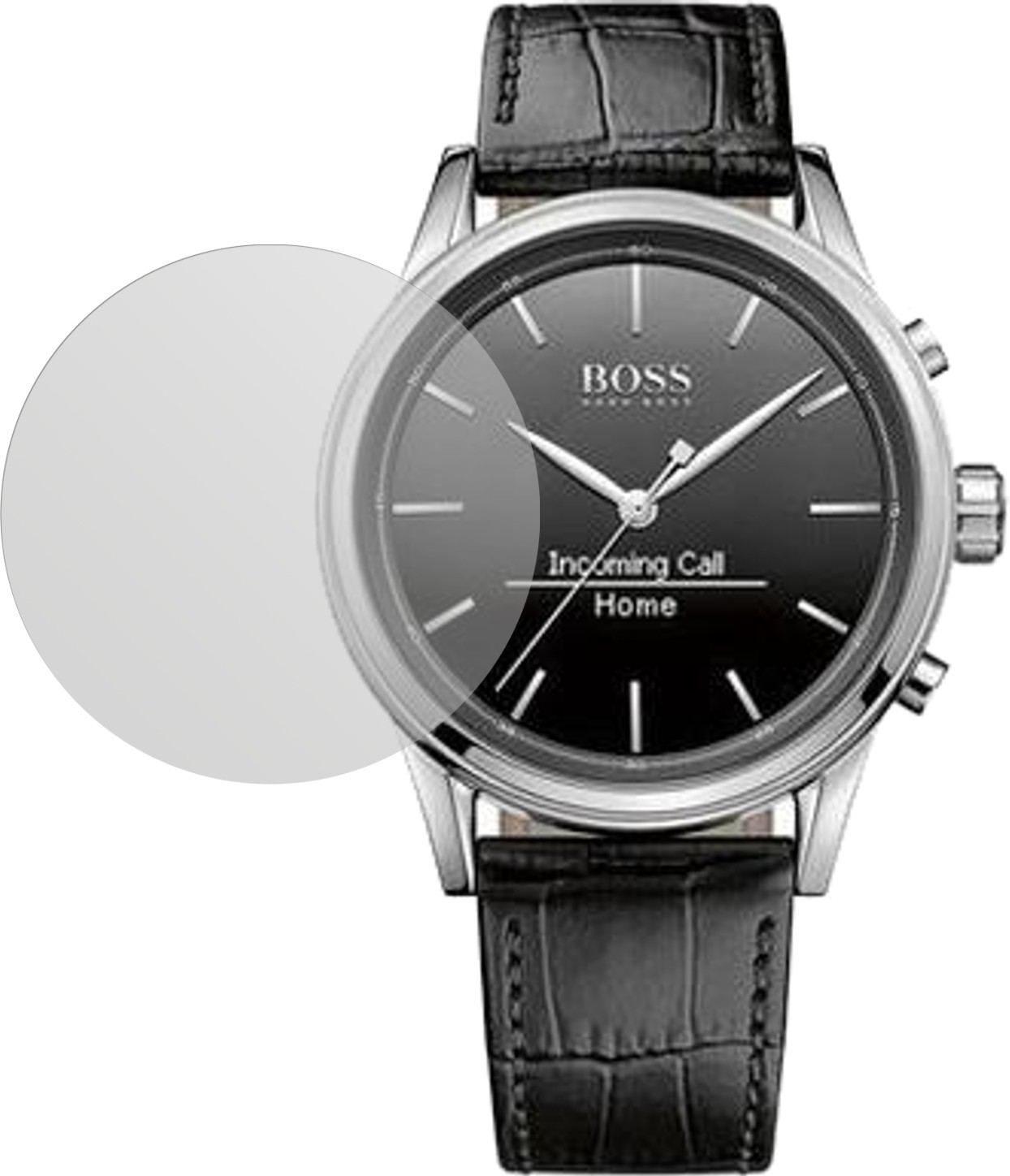 HugoBoss Classic Smartwatch mit aufgebrachter dipos Displayschutzfolie, die lästige Fingerabdrücke minimiert