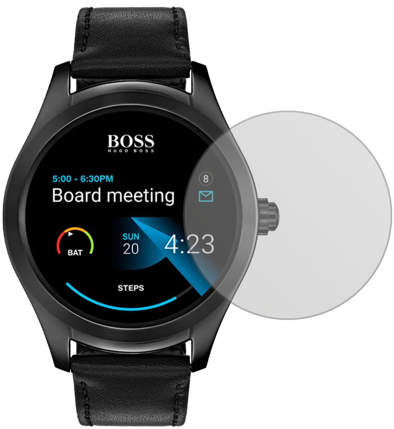 HugoBoss Touch mit aufgebrachter dipos Displayschutzfolie, die lästige Fingerabdrücke minimiert
