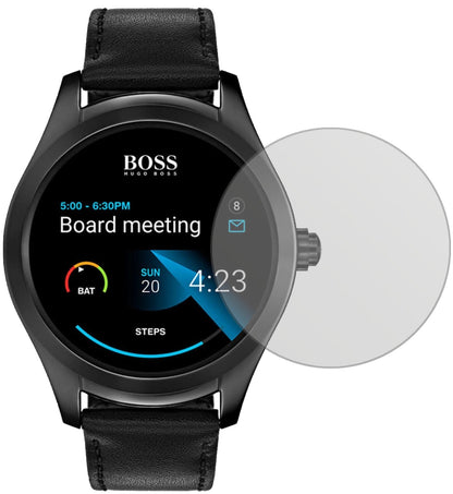 HugoBoss Touch mit aufgebrachter dipos Displayschutzfolie, die lästige Fingerabdrücke minimiert