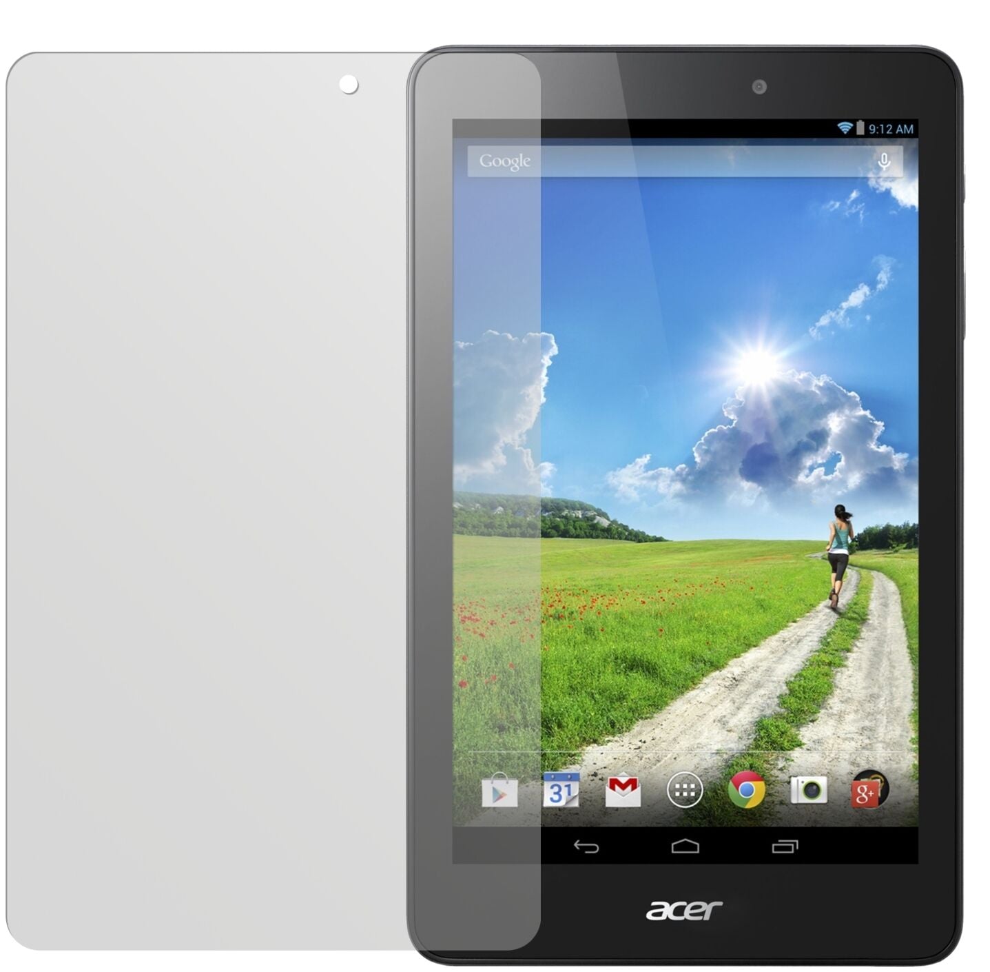 Iconia One 8 B1-810Acer mit aufgebrachter dipos Displayschutzfolie, die lästige Fingerabdrücke minimiert