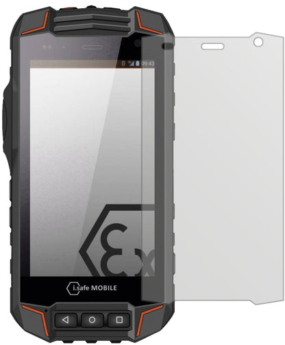 i.safe MOBILEIS520.1 mit aufgebrachter dipos Displayschutzfolie, die lästige Fingerabdrücke minimiert