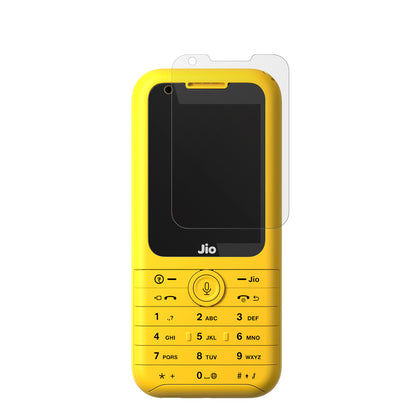 JioPhone Prima 2 mit aufgebrachter dipos Displayschutzfolie, die lästige Fingerabdrücke minimiert