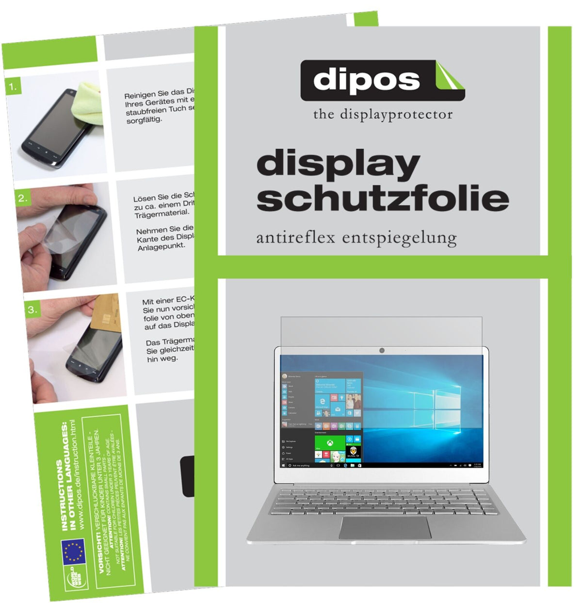 JumperEzBook 3 Plus mit aufgebrachter dipos Displayschutzfolie, die lästige Fingerabdrücke minimiert