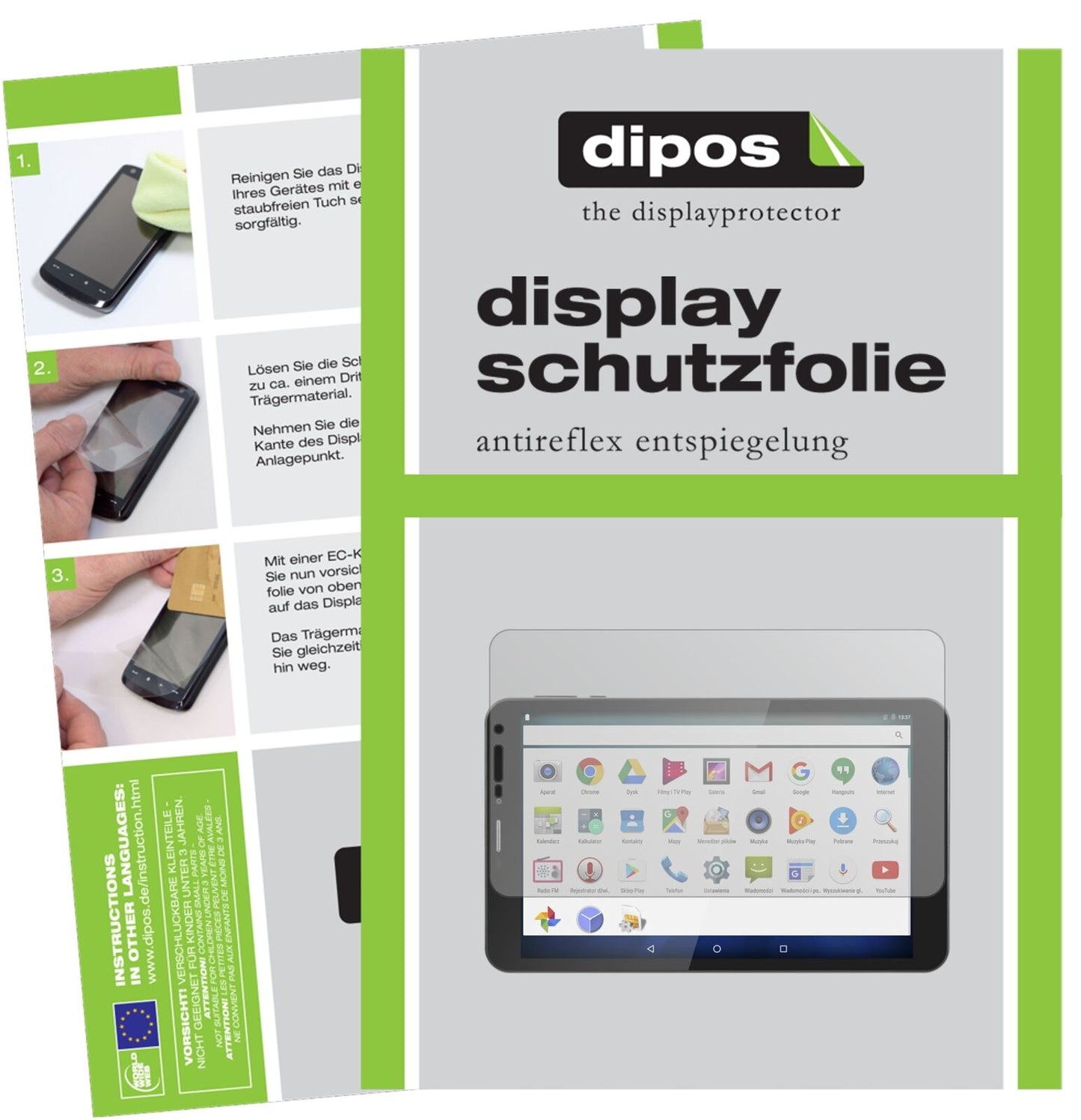 Krüger&amp;MatzKM0804.1 mit aufgebrachter dipos Displayschutzfolie, die lästige Fingerabdrücke minimiert