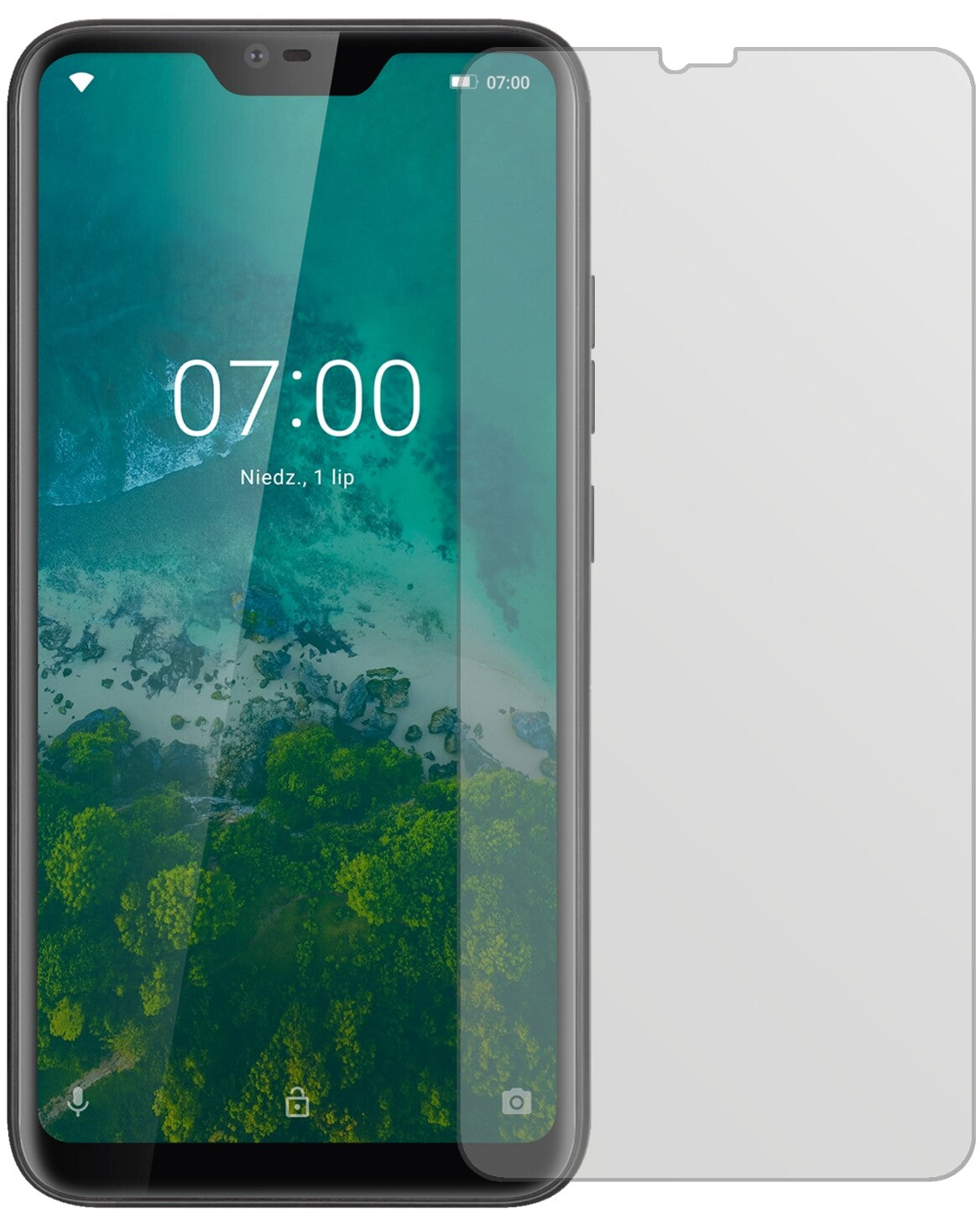 KrugerMatz Smartfon LIVE 7 mit aufgebrachter dipos Displayschutzfolie, die lästige Fingerabdrücke minimiert
