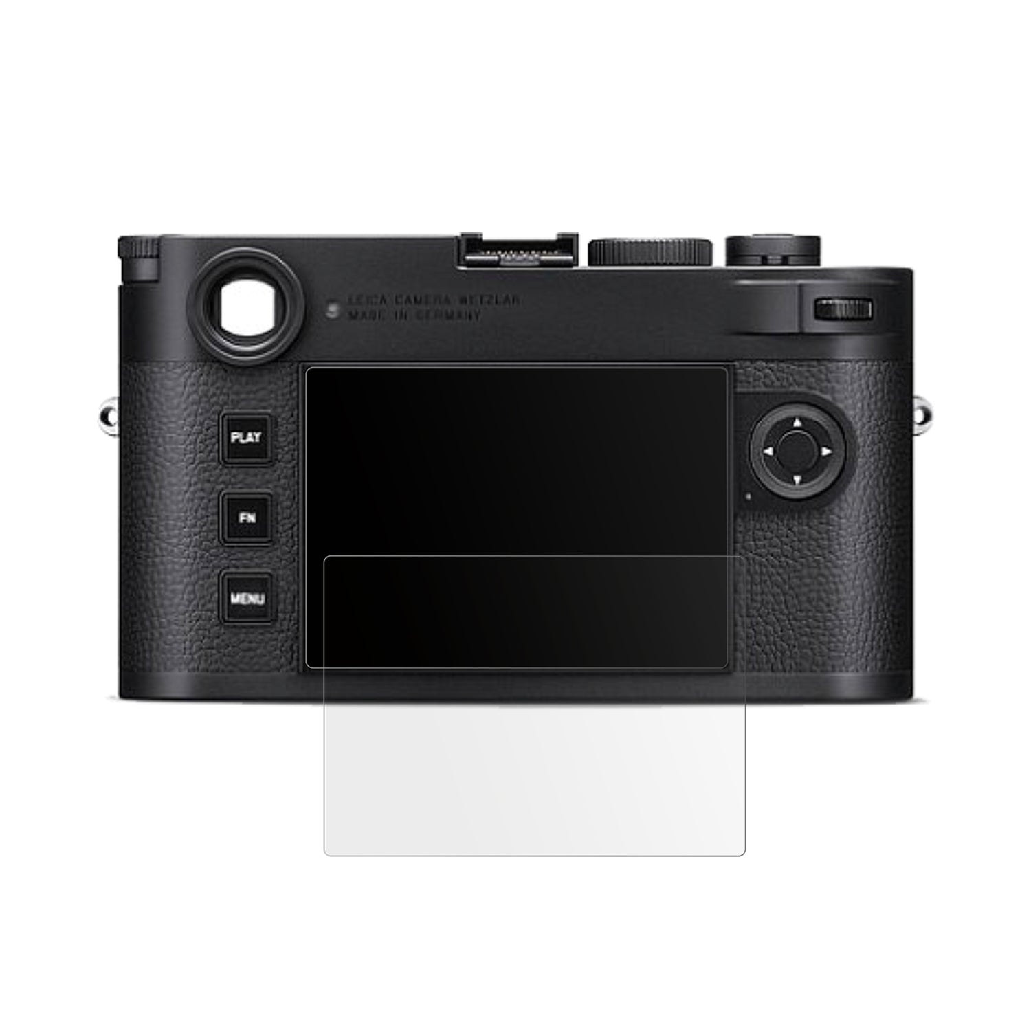 LeicaM 11-D mit aufgebrachter dipos Displayschutzfolie, die lästige Fingerabdrücke minimiert