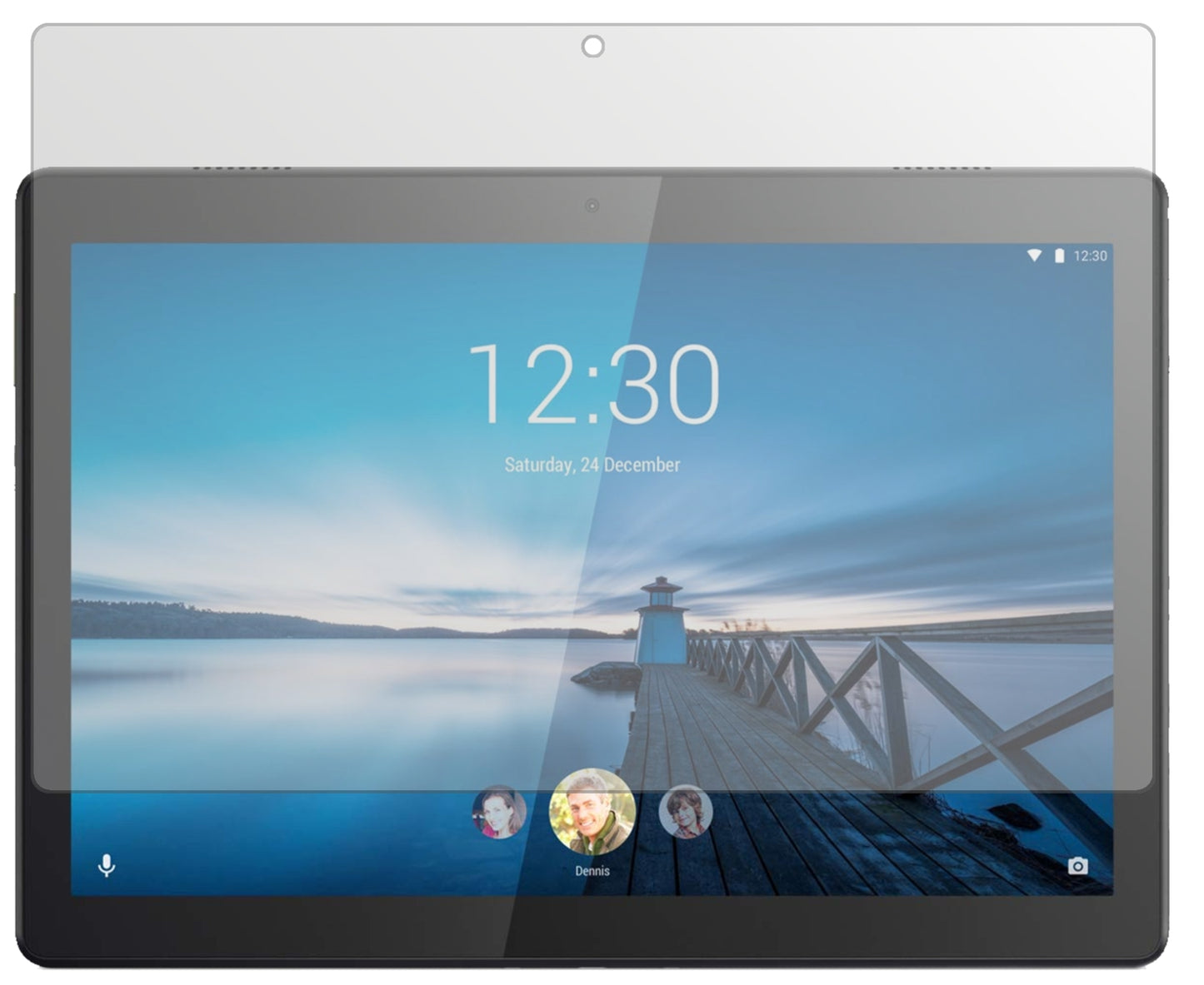 LenovoTab M10 HD mit aufgebrachter dipos Displayschutzfolie, die lästige Fingerabdrücke minimiert