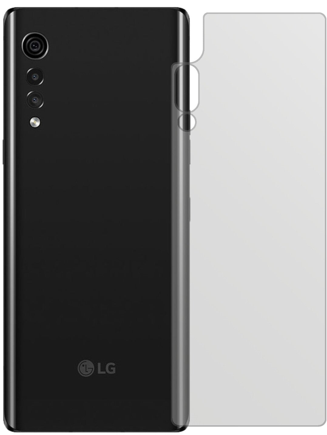 LGVelvet 4G Rückseite mit aufgebrachter dipos Displayschutzfolie, die lästige Fingerabdrücke minimiert