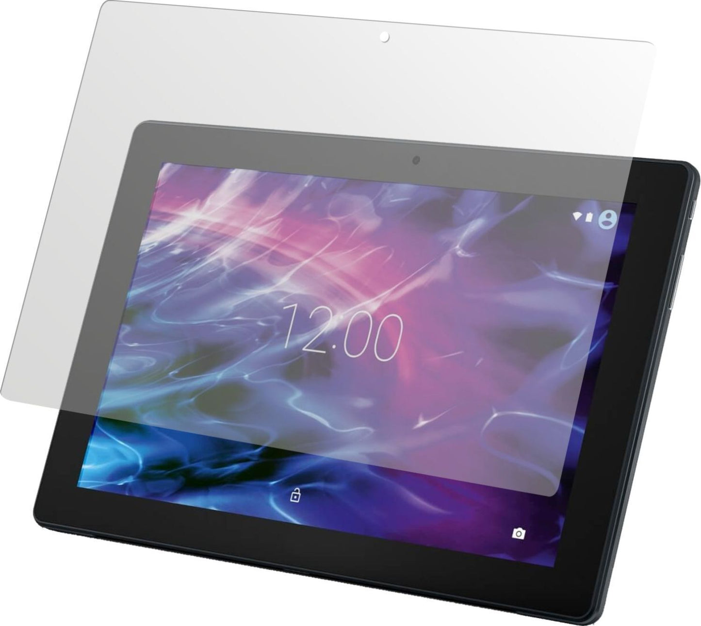 Lifetab P10356Medion mit aufgebrachter dipos Displayschutzfolie, die lästige Fingerabdrücke minimiert
