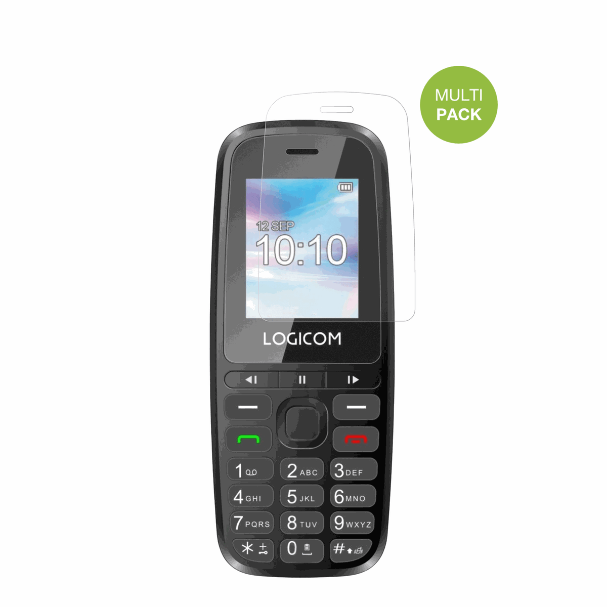 LogicomP197e mit aufgebrachter dipos Displayschutzfolie, die lästige Fingerabdrücke minimiert