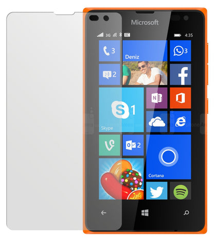 Lumia 435Microsoft mit aufgebrachter dipos Displayschutzfolie, die lästige Fingerabdrücke minimiert