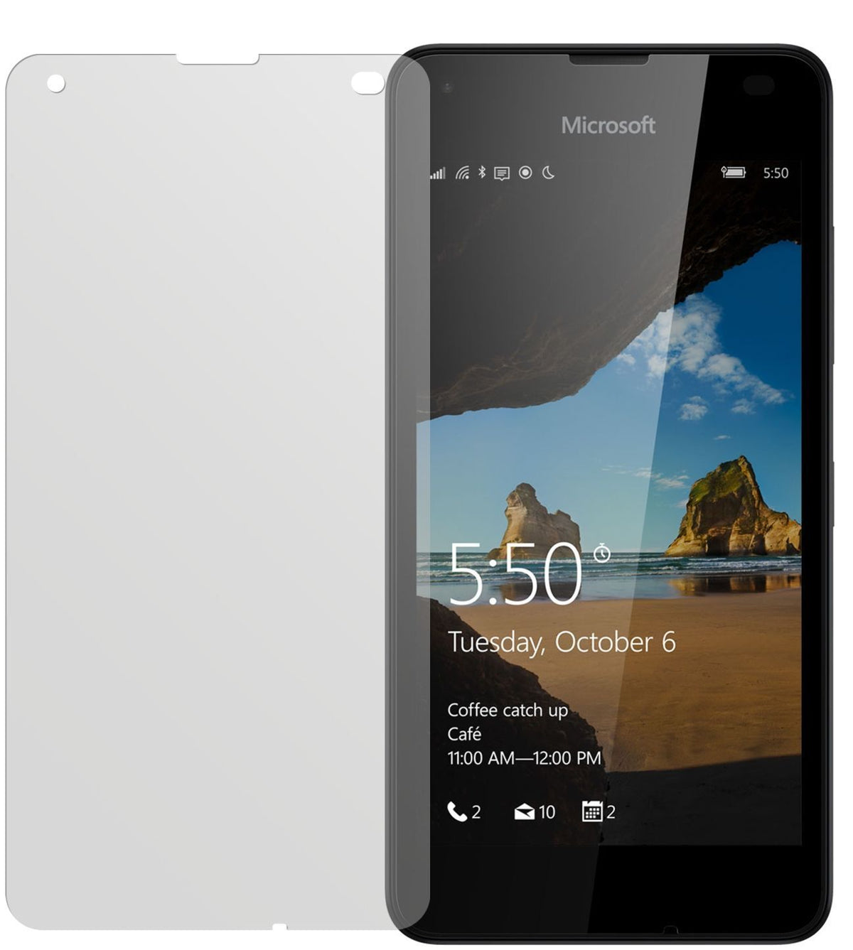 Lumia 550Microsoft mit aufgebrachter dipos Displayschutzfolie, die lästige Fingerabdrücke minimiert