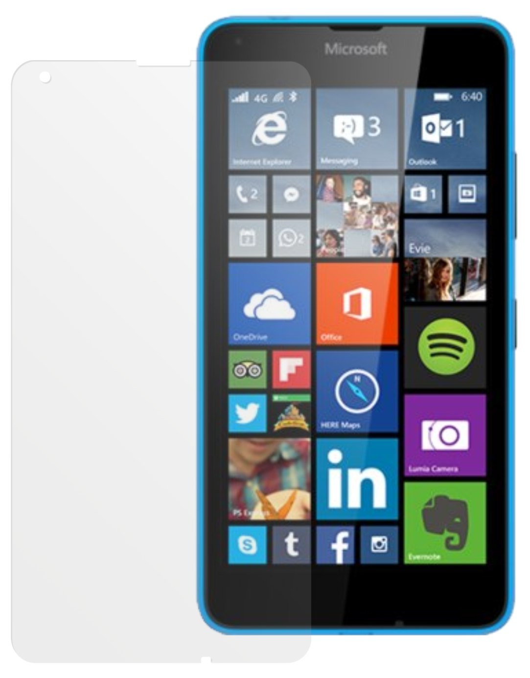 Lumia 640Nokia mit aufgebrachter dipos Displayschutzfolie, die lästige Fingerabdrücke minimiert