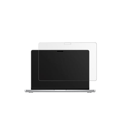 MacBookPro M4 16 Zoll 2024 mit aufgebrachter dipos Displayschutzfolie, die lästige Fingerabdrücke minimiert