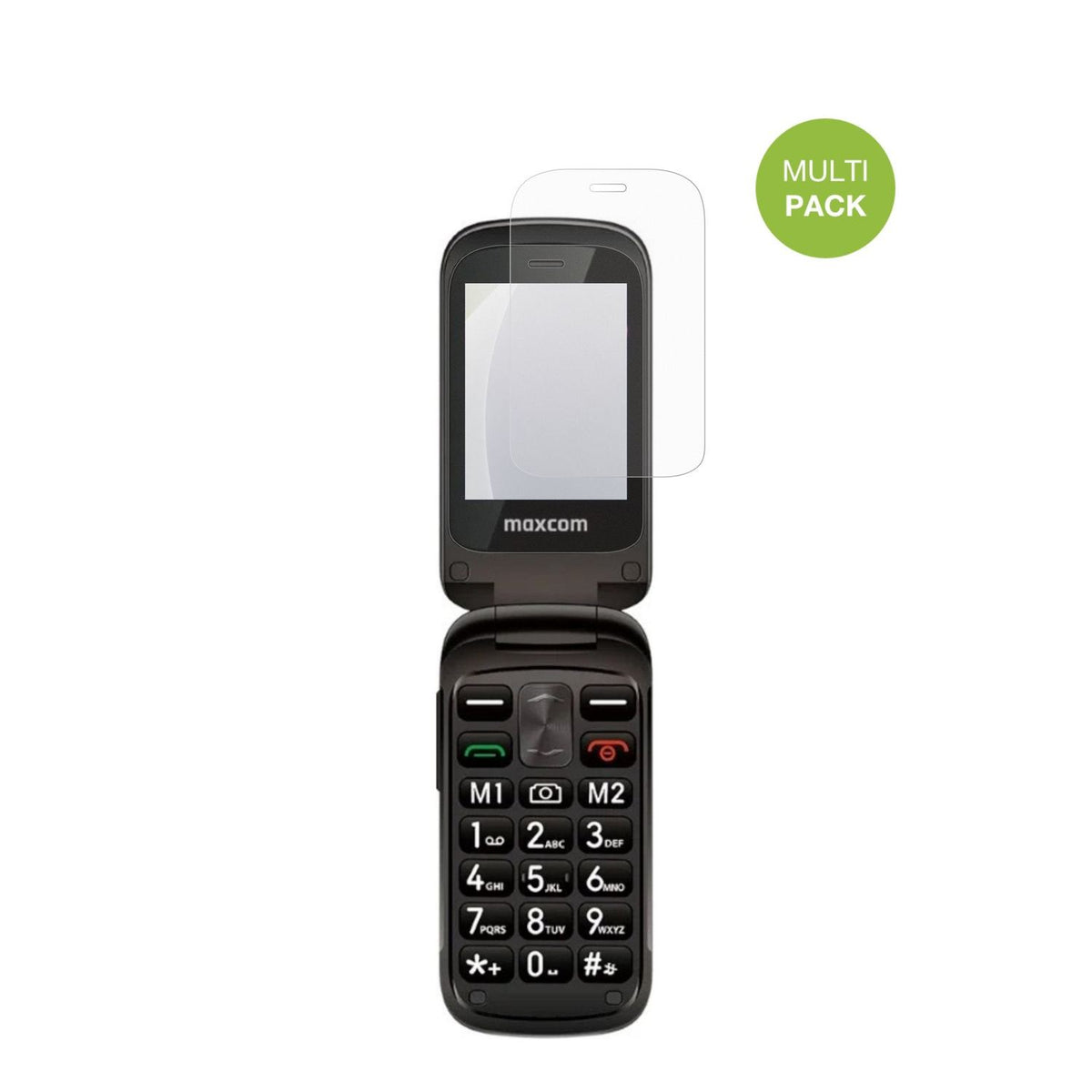 MaxComComfort MM834 4G mit aufgebrachter dipos Displayschutzfolie, die lästige Fingerabdrücke minimiert