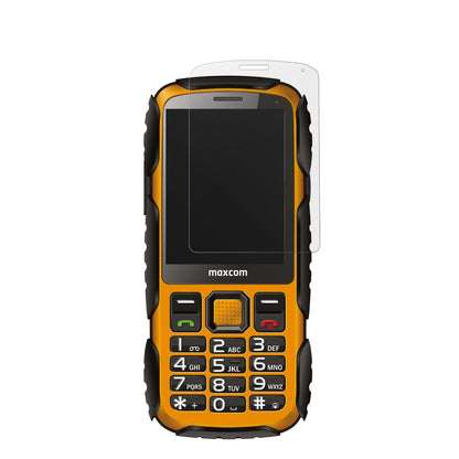 MaxComStrong MM920 L mit aufgebrachter dipos Displayschutzfolie, die lästige Fingerabdrücke minimiert